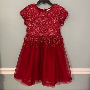 MINI BODEN red sequin girls dress. Size 7-8. Great for Valentine’s Day!